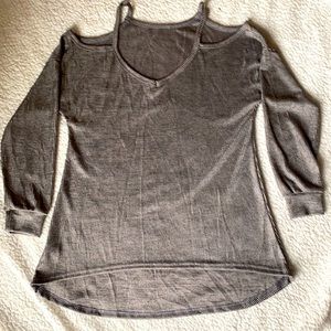 Slik Long-Sleeve off the Shoulder Fleece Tank
